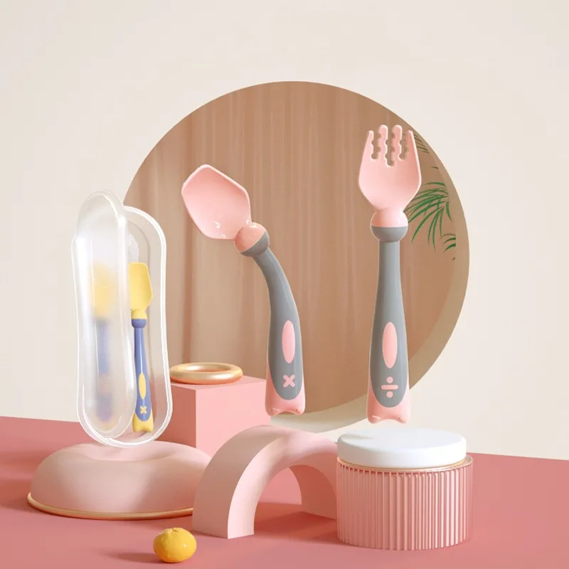 Children's Fork and Spoon Set with Box PPBend Training Twist Spoon Baby Feeding Baby Gadgets Baby Feeding Silicone Dishes Set
Children's Fork and Spoon Set with Box PPBend Training Twist Spoon Baby Feeding Baby Gadgets Baby Feeding Silicone Dishes Set