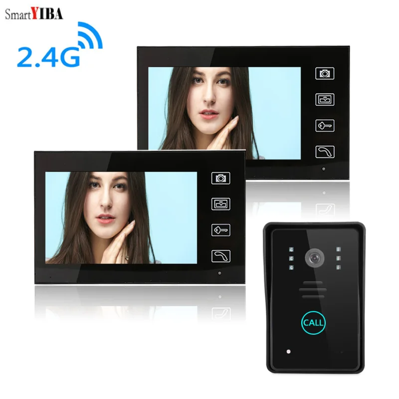 

7" Wireless Video Doorbell Touch Button Battery/Adapter Powered Wireless Video Door Phone 2.4GHz Visual Interphone Kits