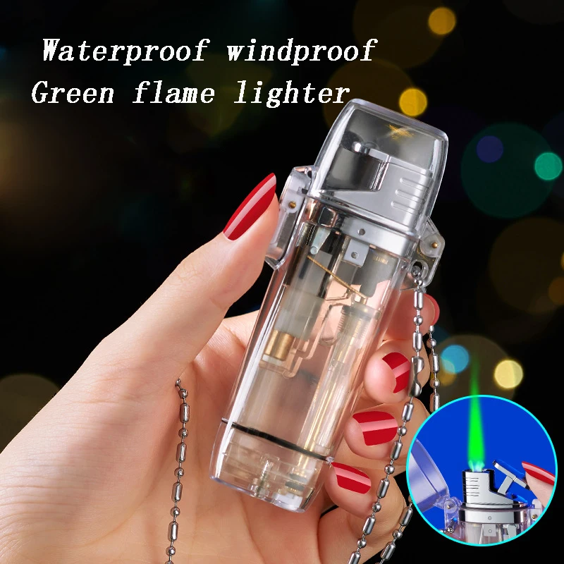 New Transparent Waterproof Green Flame Lighter Straight To The Windproof Creative Chain Hanging Accessories Men's Cigarette Gift 
New Transparent Waterproof Green Flame Lighter Straight To The Windproof Creative Chain Hanging Accessories Men's Cigarette Gift