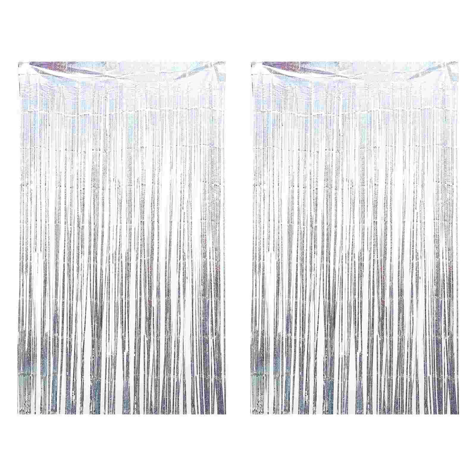 

Fringe Backdrop Foil Curtain Curtains Tinsel Silver Metallic Party Streamer Glitter Door Wedding Decorations Doorway Background