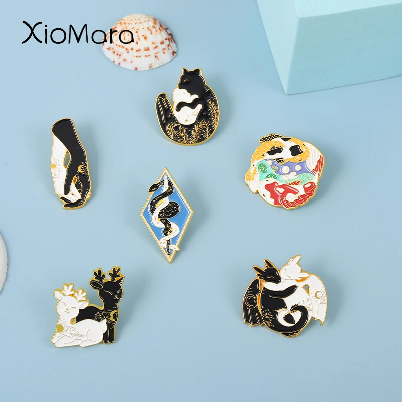 Punk Dragon Carp Cat Enamel Pins Snake Deer Hugging Holding Hands Brooches for Women Men Bag Backpack Badge Jewelry Gift Friend
Punk Dragon Carp Cat Enamel Pins Snake Deer Hugging Holding Hands Brooches for Women Men Bag Backpack Badge Jewelry Gift Friend