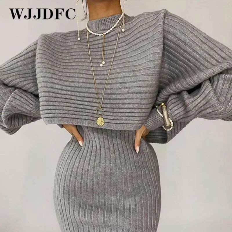 Women Elegant Slim Two Piece Sets Female Sweater Dress Autumn Winter High Waist Knitted Ensemble Femme Medium Long Party Dresses
Women Elegant Slim Two Piece Sets Female Sweater Dress Autumn Winter High Waist Knitted Ensemble Femme Medium Long Party Dresses