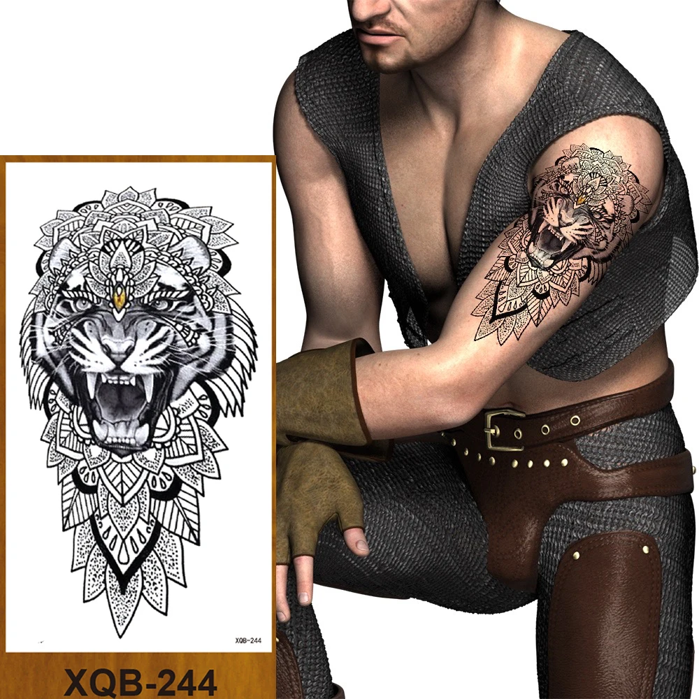 Временные татуировки-наклейки змея медведя Сова лиса Русалка тигр волк Лев