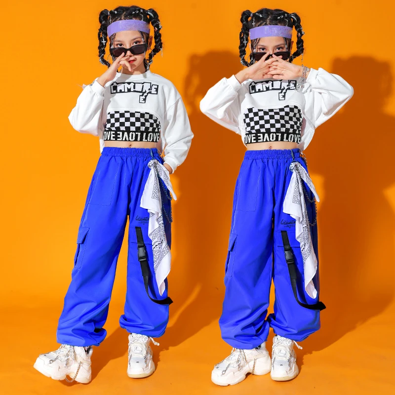 Children Jazz Dance Costumes For Kids White Crop Tops Cargo Pants Streetwear Girls Ballroom Hip Hop Dance Rave Clothes DQS11061
Children Jazz Dance Costumes For Kids White Crop Tops Cargo Pants Streetwear Girls Ballroom Hip Hop Dance Rave Clothes DQS11061
