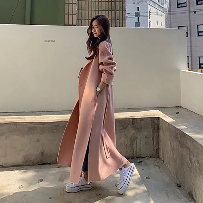 Autumn and Winter 2021 South Korean Ins Double-sided Cashmere Windbreaker Women's Medium Long Loose Side Slit Wool Tweed Coats
Autumn and Winter 2021 South Korean Ins Double-sided Cashmere Windbreaker Women's Medium Long Loose Side Slit Wool Tweed Coats