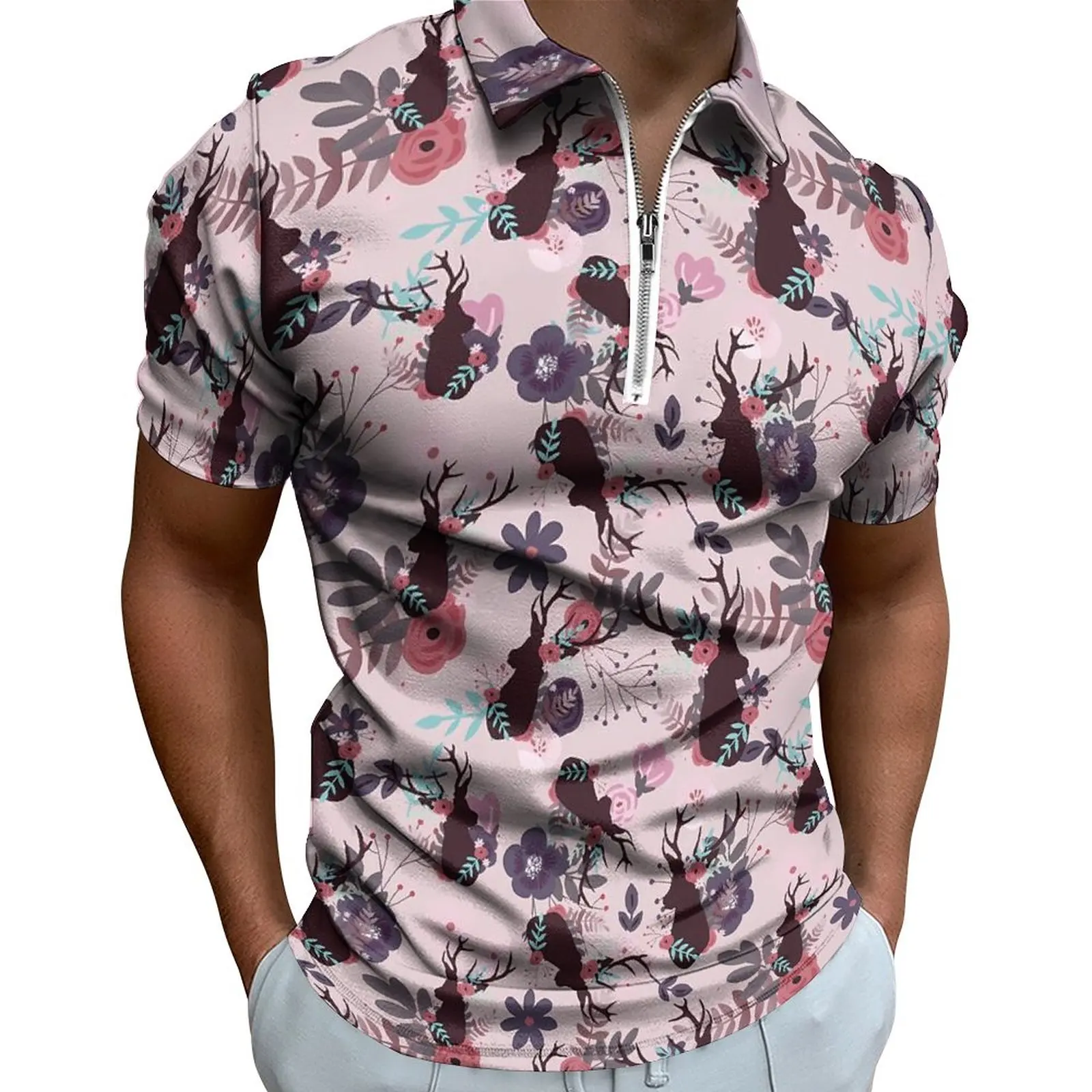 Rustic Deer Head Polo Shirts Pink Floral Trendy Casual Shirt Summer Trending Men Short-Sleeved Collar Printed T-Shirts
Rustic Deer Head Polo Shirts Pink Floral Trendy Casual Shirt Summer Trending Men Short-Sleeved Collar Printed T-Shirts