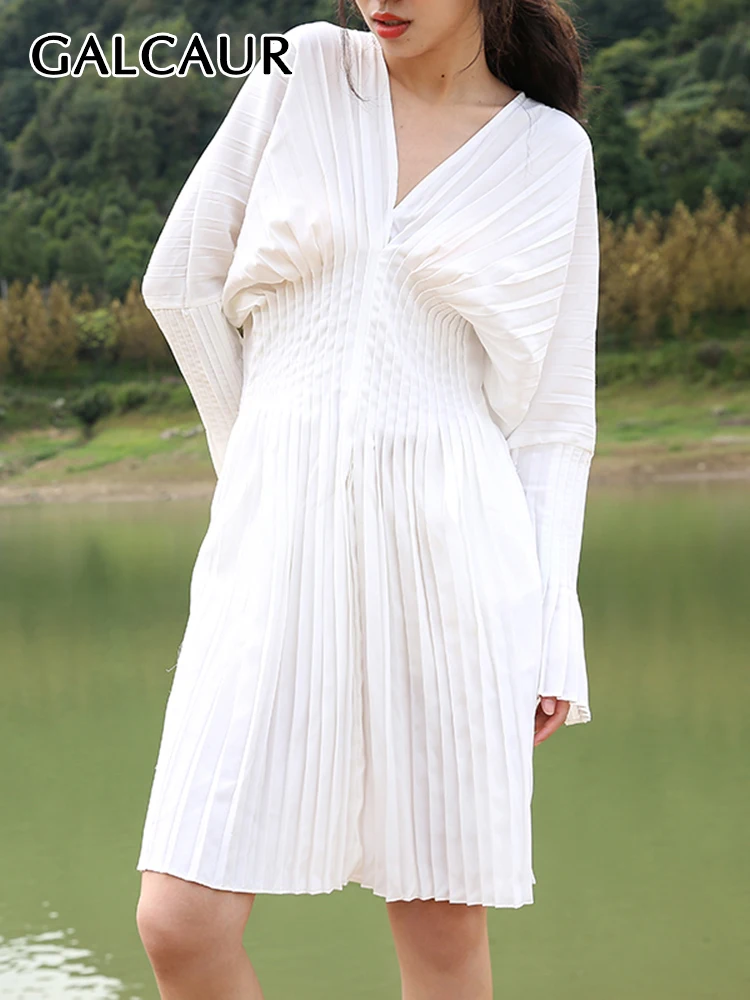 GALCAUR Print Hit Color Shirt Dress For Women V Neck Long Sleeve High Waist Tunic Pleated Dresses Female Fashion New Clothing
GALCAUR Print Hit Color Shirt Dress For Women V Neck Long Sleeve High Waist Tunic Pleated Dresses Female Fashion New Clothing