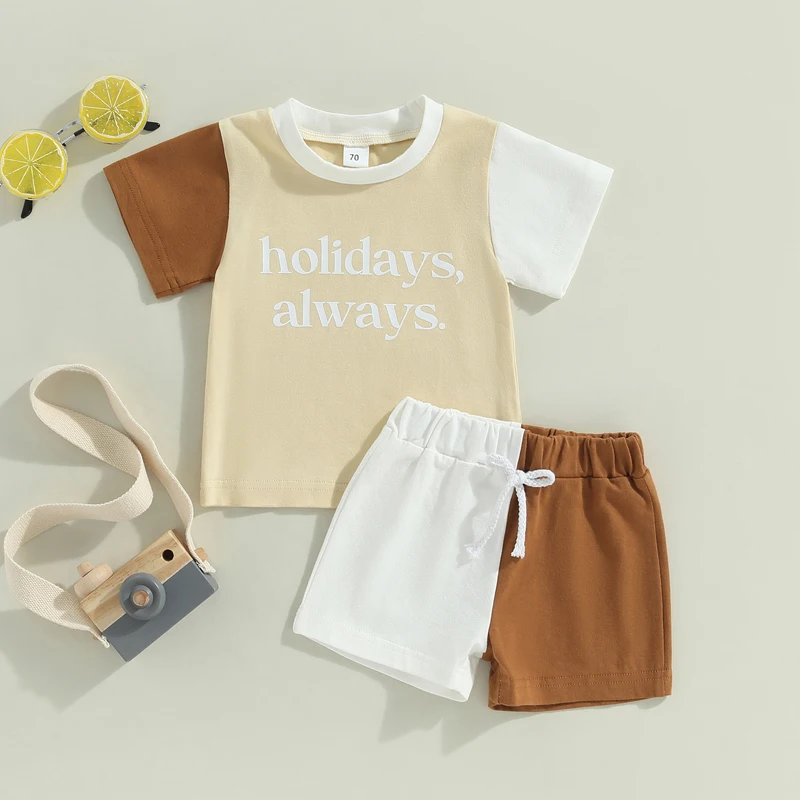 Футболка Lioraitiin для мальчиков 0-3 лет, комплект из 2 предметов, свободная футболка с буквенным принтом и коротким рукавом, эластичные шорты контрастных цветов, 2023-02-23 
Футболка Lioraitiin для мальчиков 0-3 лет, комплект из 2 предметов, свободная футболка с буквенным принтом и коротким рукавом, эластичные шорты контрастных цветов, 2023-02-23