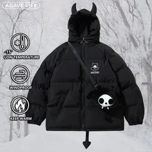 Fashion Casual Jacket Couple Coat Devil Horns Wing Tail Designer Hooded Padded Jackets with Doll Thick Warm Puffer Bubble Coats