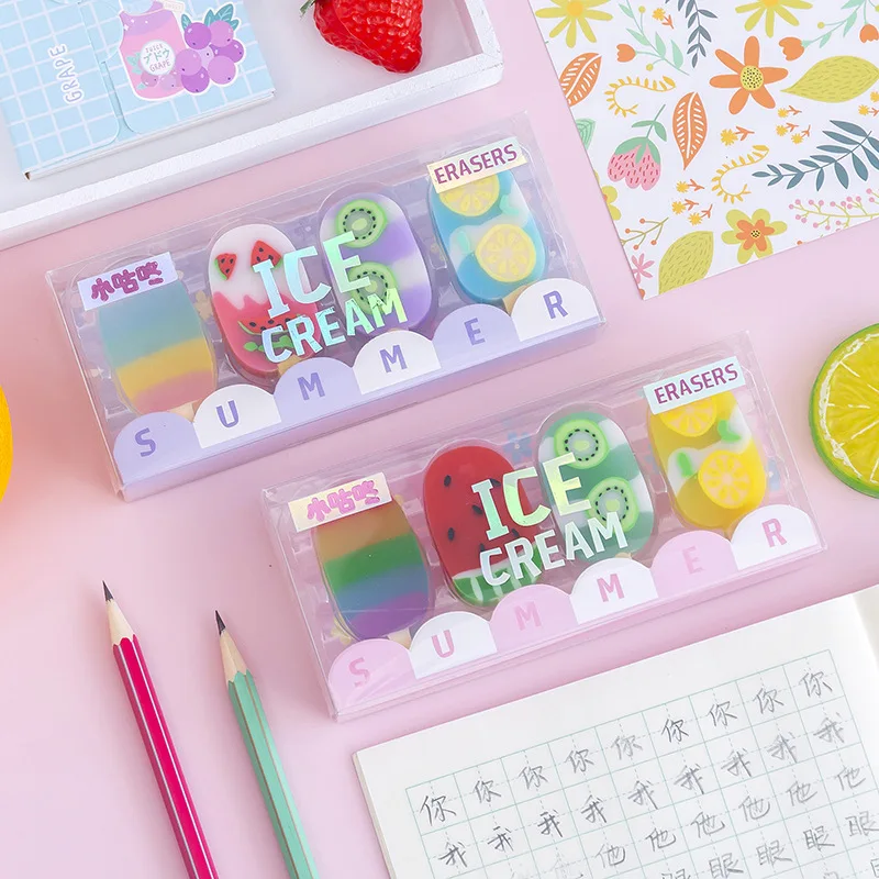 4 Pcs/set Kawaii Erasers School Supplies Stationery Novelty Summer Ice Cream Rubber Eraser Kids Students Cool Prizes
4 Pcs/set Kawaii Erasers School Supplies Stationery Novelty Summer Ice Cream Rubber Eraser Kids Students Cool Prizes