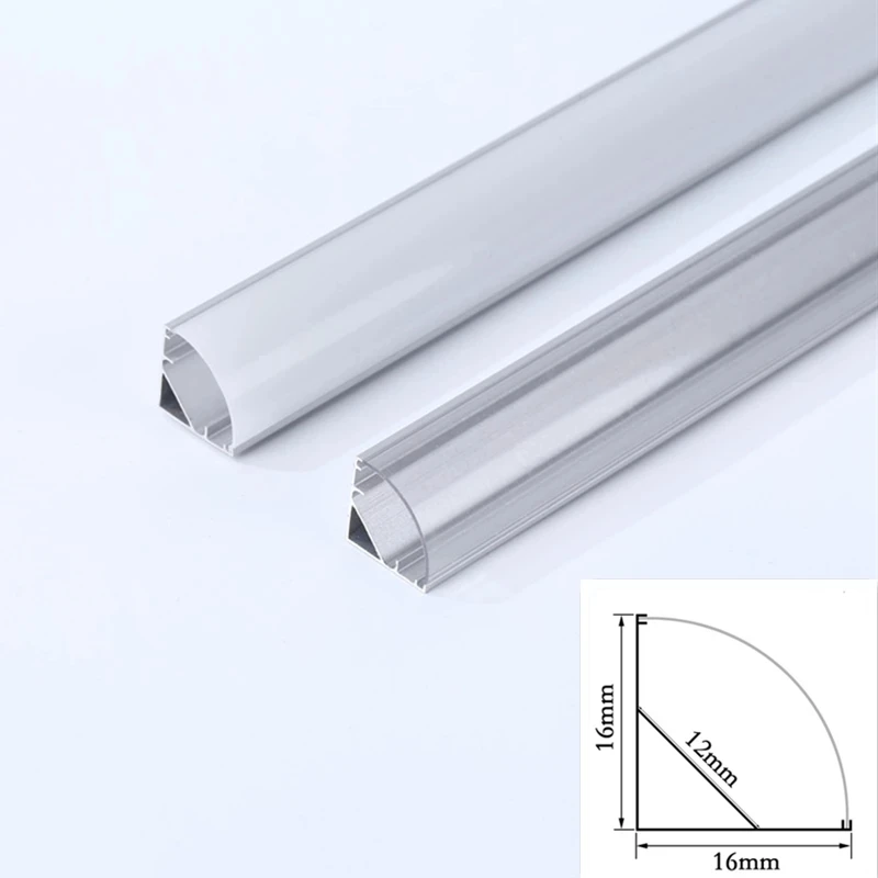 

1-30pcs / lot 0.5m / pcs 45 degree angle aluminum profile for 5050 3528 5630 Milky white LED strips / channel transparent cover