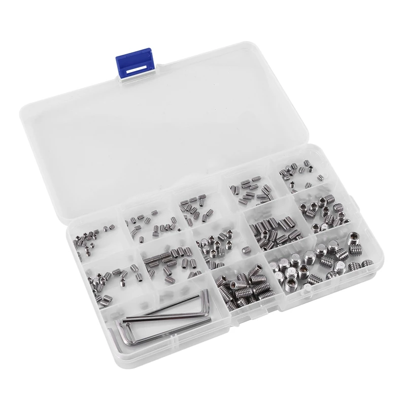 240Pcs Grub Screw Cup Point Hex Head Socket Set M3x3 M3x4 M3x5 M4x4 M4x5 M4x6 M5x5 M5x8 M6x6 M6x10 M8x8 Hex Key Wrench Stainless
240Pcs Grub Screw Cup Point Hex Head Socket Set M3x3 M3x4 M3x5 M4x4 M4x5 M4x6 M5x5 M5x8 M6x6 M6x10 M8x8 Hex Key Wrench Stainless
