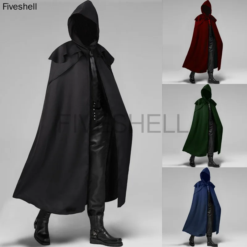 Men Medieval Gothic Cloak Coats Hooded Solid Loose Windproof Men's Trench Coat Renaissance Vicking Long Cape Poncho Costumes
Men Medieval Gothic Cloak Coats Hooded Solid Loose Windproof Men's Trench Coat Renaissance Vicking Long Cape Poncho Costumes