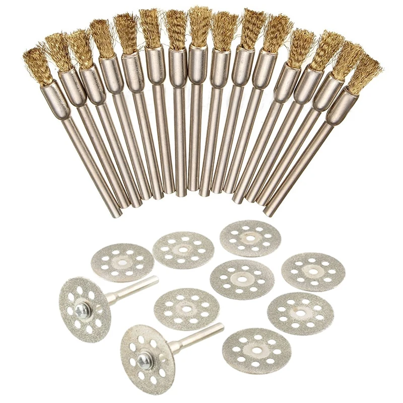 10PCS Mini 22mm Diamond Cutting Disc Saw Blade Mill Sheet with 45Pcs Copper Wire Brush Wheel Sanding Accessories
10PCS Mini 22mm Diamond Cutting Disc Saw Blade Mill Sheet with 45Pcs Copper Wire Brush Wheel Sanding Accessories