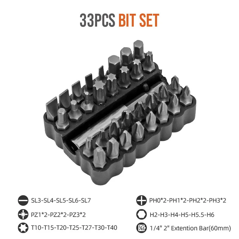 33pcs/lot Screwdriver Bit Set Hand Tool Kit With Hexagonal Torx Hex Slotted Phillips Special Screw Driver Drill Bits
33pcs/lot Screwdriver Bit Set Hand Tool Kit With Hexagonal Torx Hex Slotted Phillips Special Screw Driver Drill Bits