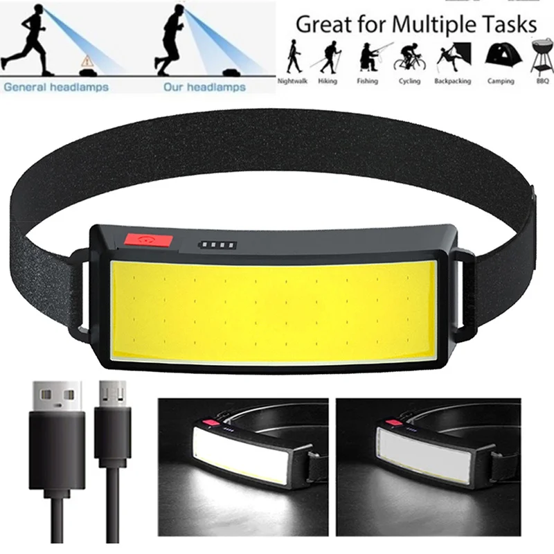COB Headlamp Flashlight USB Rechargeable Headlight with Built-in Battery Running Camping Work Torch Head Lamp 
COB Headlamp Flashlight USB Rechargeable Headlight with Built-in Battery Running Camping Work Torch Head Lamp