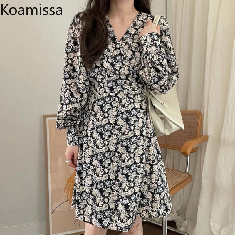 Koamissa Women Floral Midi Dress Long Sleeves V Neck Lady Chic Korean Dresses Long Sleeves Fashion Midi Vestidos Spring Autumn
Koamissa Women Floral Midi Dress Long Sleeves V Neck Lady Chic Korean Dresses Long Sleeves Fashion Midi Vestidos Spring Autumn