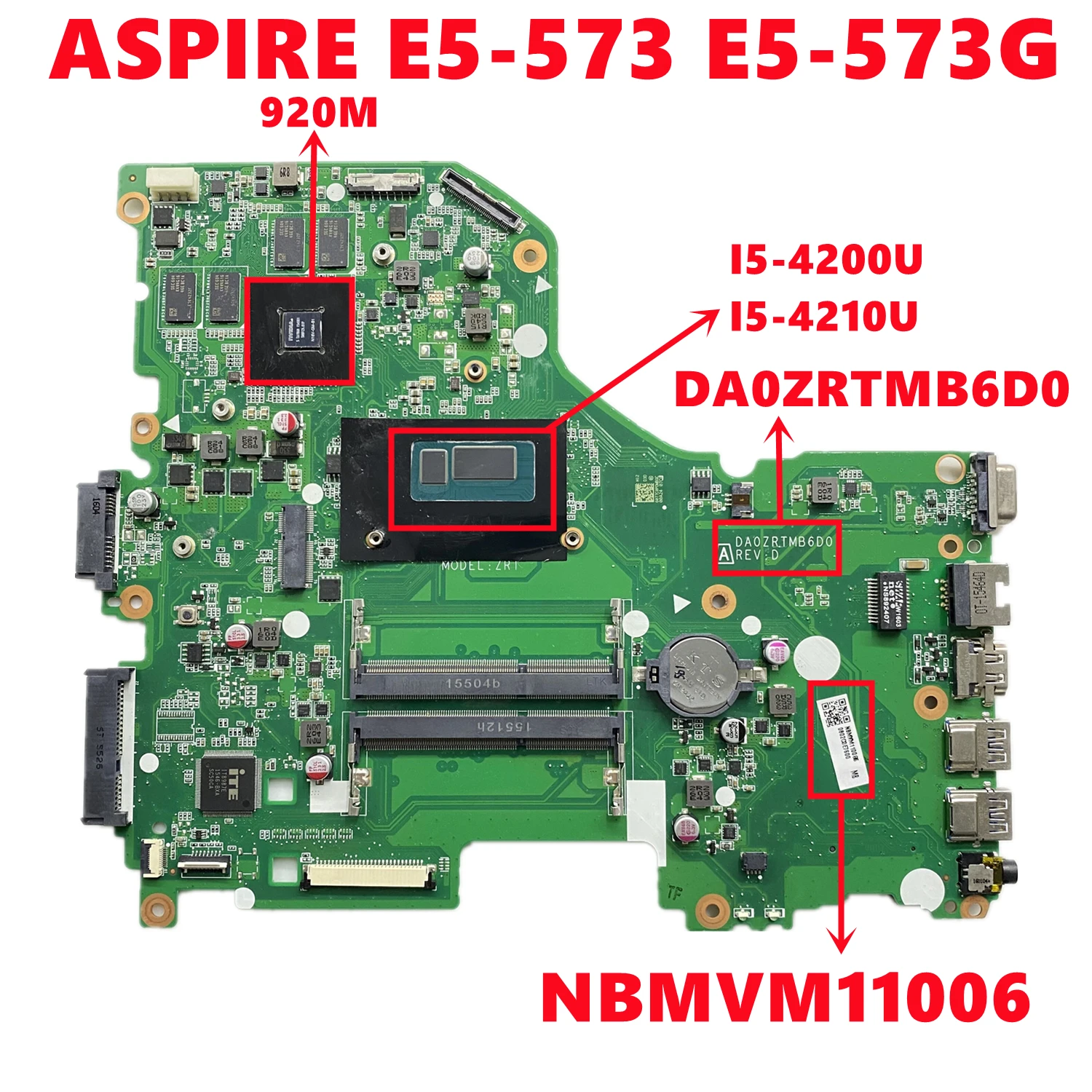 Материнская плата NBMVM11006 NB.MVM11.006 для ноутбука Acer ASPIRE E5-573 системная DA0ZRTMB6D0 с детской