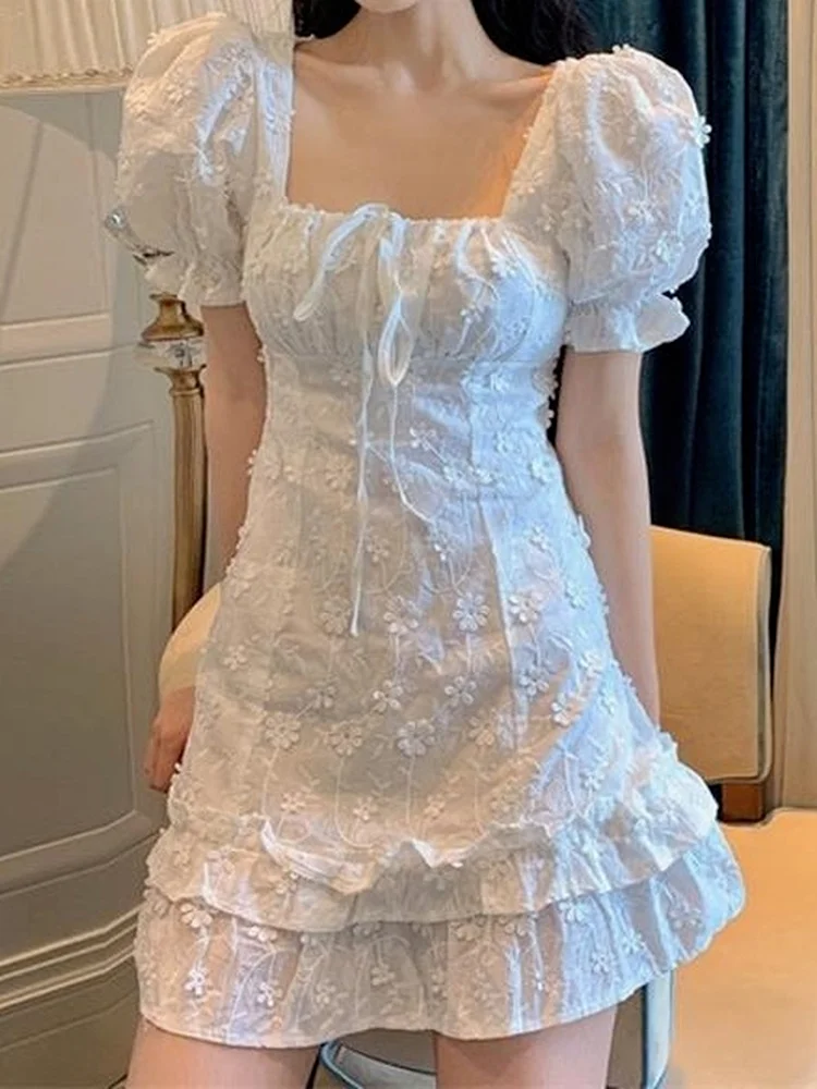 QWEEK Floral White Dress Women Korean Lace Wrap Ruffles Puff Sleeve Short Dresses Square Collar 2022 Summer Robes Female
QWEEK Floral White Dress Women Korean Lace Wrap Ruffles Puff Sleeve Short Dresses Square Collar 2022 Summer Robes Female