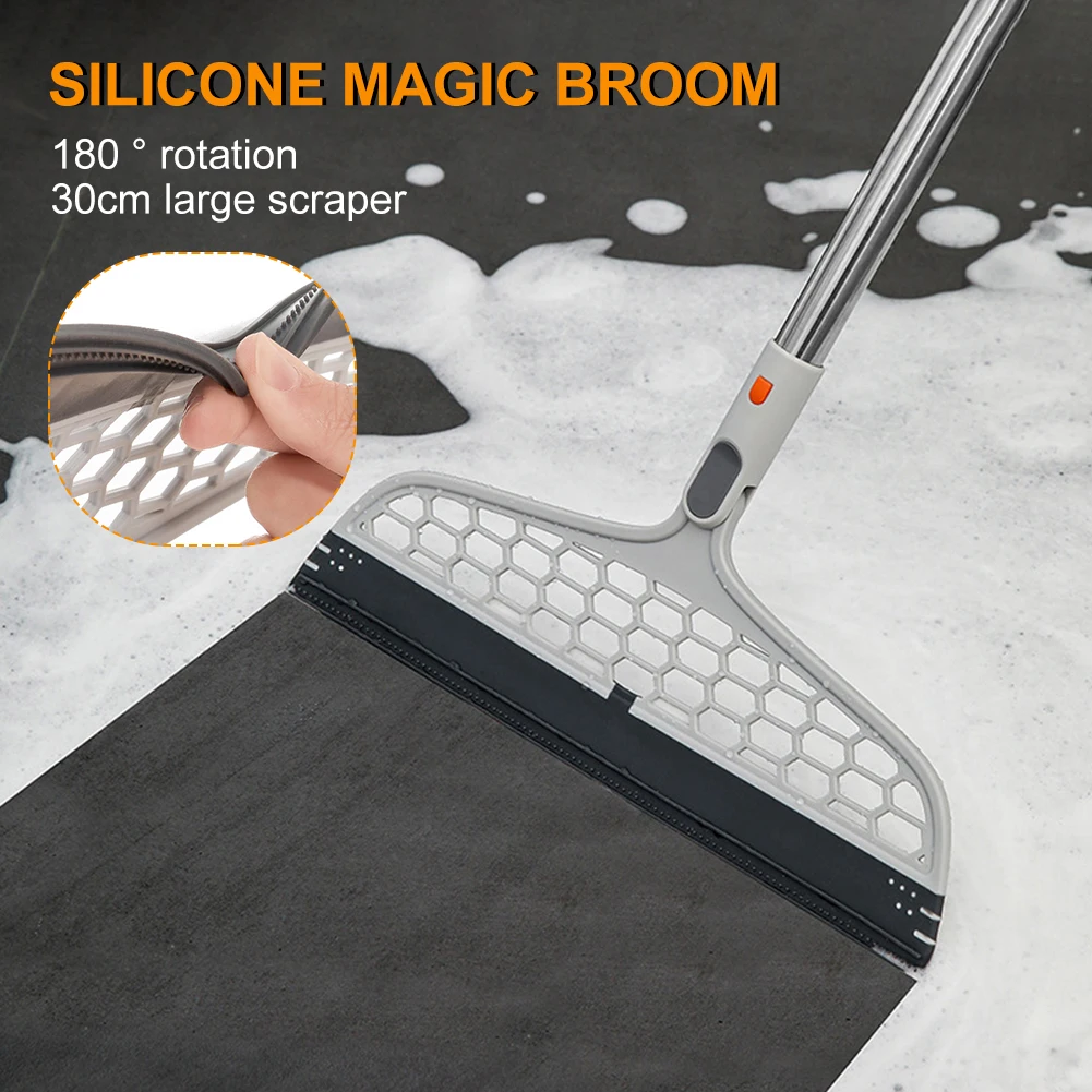 Silicone Broom Sweeper Floor Scraper Squeegee with Long Handle Floor Cleaning Hair Dust Bathroom Shower Glass Wiper Cleaner Tool
Silicone Broom Sweeper Floor Scraper Squeegee with Long Handle Floor Cleaning Hair Dust Bathroom Shower Glass Wiper Cleaner Tool