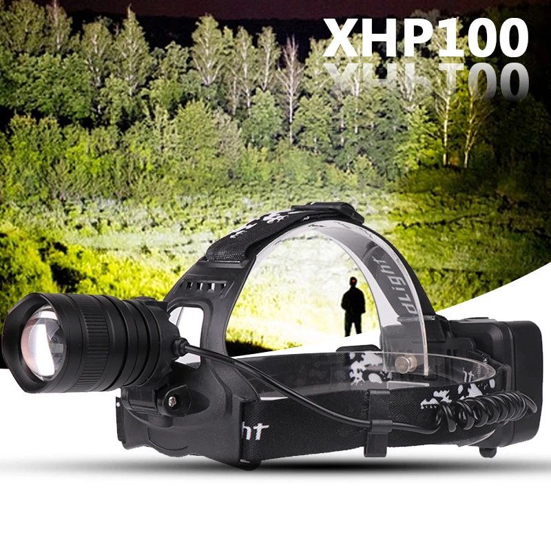 

USB Rechargeable 18650 Battery Head Flashlight Lamp 60W Torch XHP100 Super Bright Led Headlamp Zoomable Powerbank Headlight