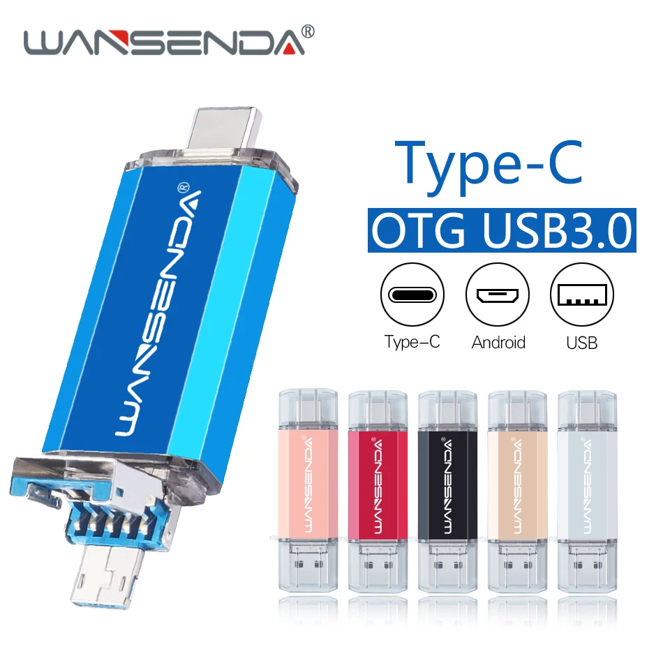 

WANSENDA USB 3.0 OTG USB Flash Drive Type C Pen Drive 32GB 64GB 128GB 256GB 512GB Pendrive 3 in 1 Micro USB Stick Flash Drive