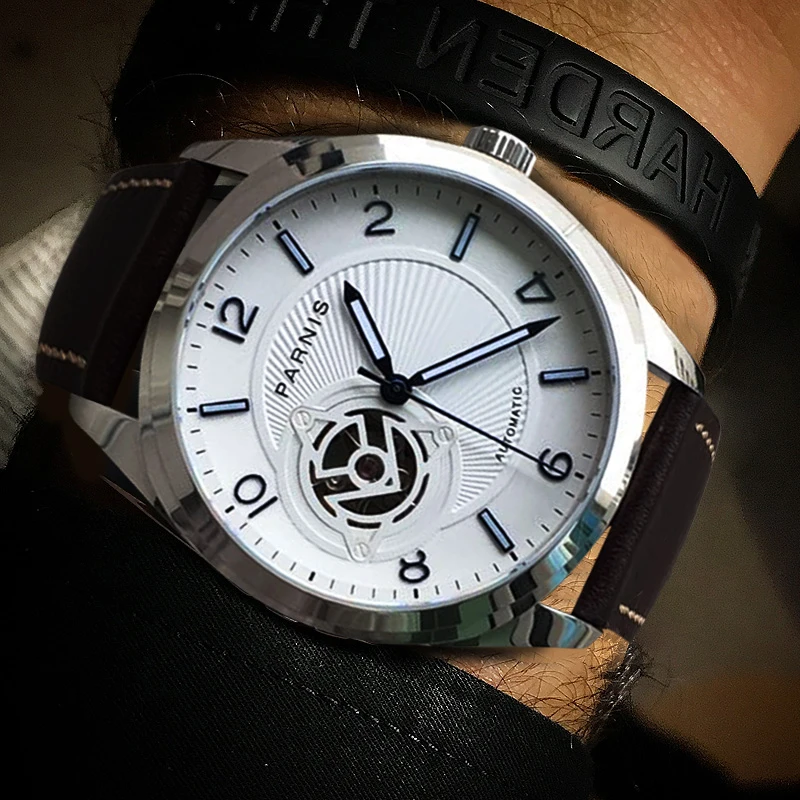 Fashion Parnis 42mm Automatic Mechanical Men's Watches Sapphire Crystal Leather Strap Waterproof Men Sports Watch reloj hombre
Fashion Parnis 42mm Automatic Mechanical Men's Watches Sapphire Crystal Leather Strap Waterproof Men Sports Watch reloj hombre
