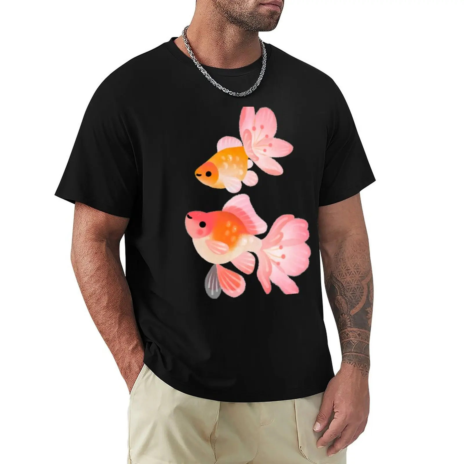 

Cherry Blossom Goldfish 1 T-Shirt Graphics T Shirt Sweat Shirt Short Sleeve Tee Men