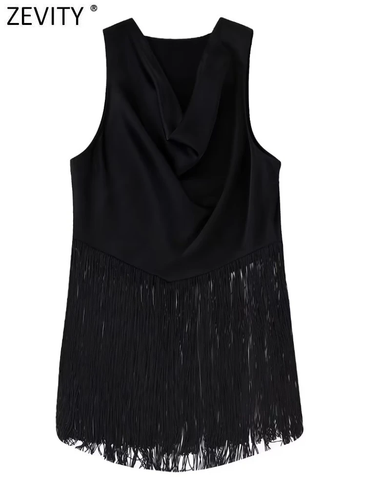 Блузка Женская атласная с воротником-стойкой, без рукавов 
Блузка Женская атласная с воротником-стойкой, без рукавов