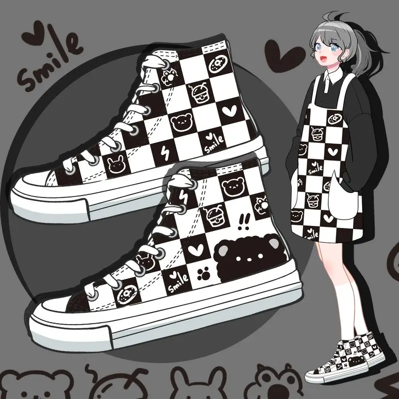 Winter Design Women Bear Canvas Sneakers Cute Chessboard Shoes High Top Thick Heel Sneakers Casual Running Platform Lolita Shoes
Winter Design Women Bear Canvas Sneakers Cute Chessboard Shoes High Top Thick Heel Sneakers Casual Running Platform Lolita Shoes