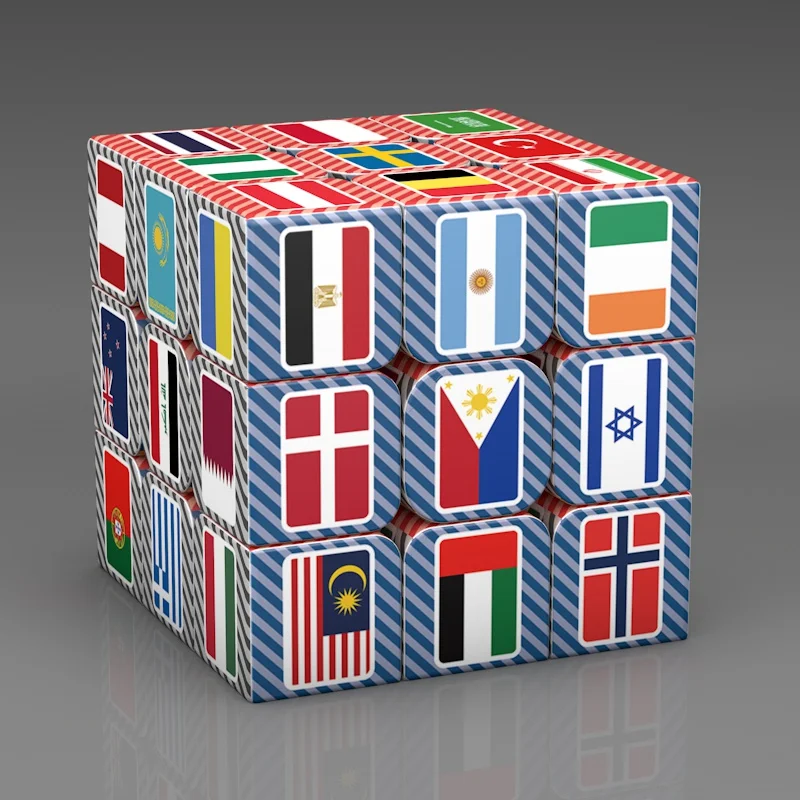 

3x3x3 Professional Magic Puzzle Cube National Flag Pattern Cube Children's Gifts Educational Fidget Toys