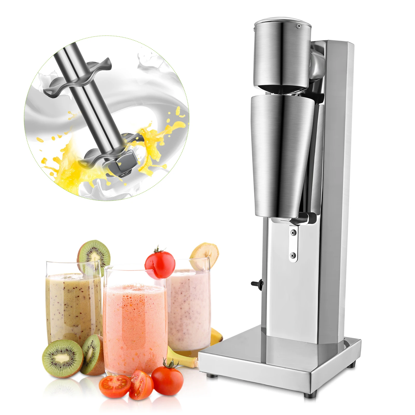 

Electric Milk Shake Machine Stainless Steel Milkshaker Frother Foam Shaker Smoothie Ice Cream Blender Mixer With Two 800ML Cups