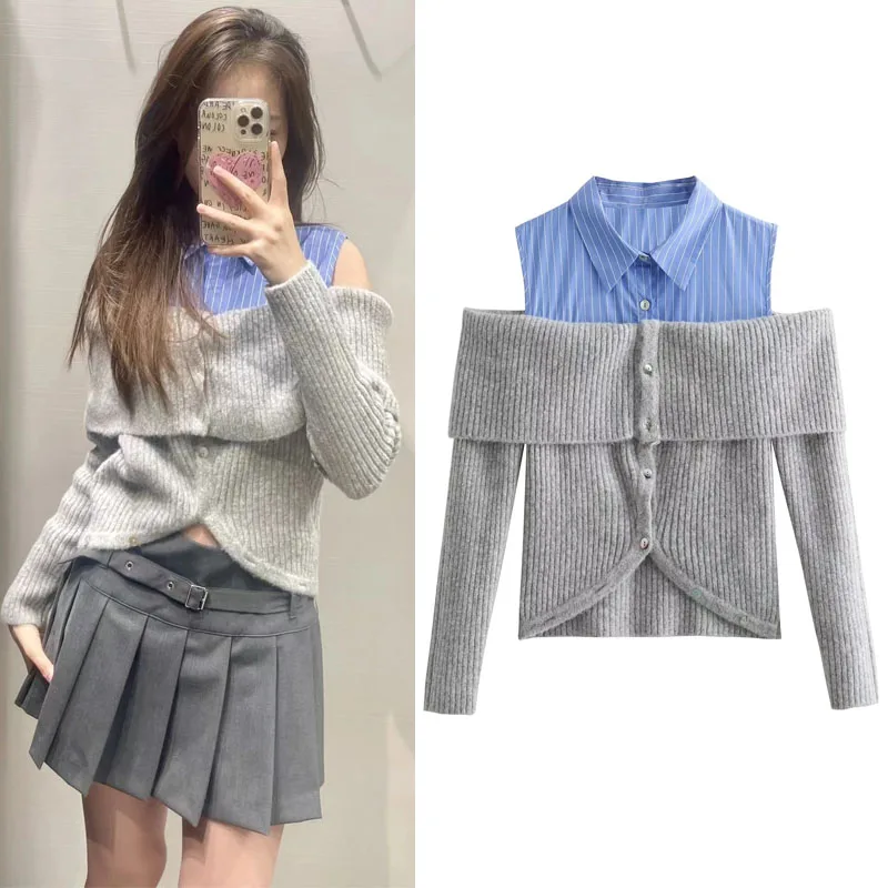 TRAF Autumn Knit Cardigan For Women Fashion Cropped Sweater Ladies Sexy Off Shoulder New Knitwears Woman Long Sleeves Outerwear
TRAF Autumn Knit Cardigan For Women Fashion Cropped Sweater Ladies Sexy Off Shoulder New Knitwears Woman Long Sleeves Outerwear