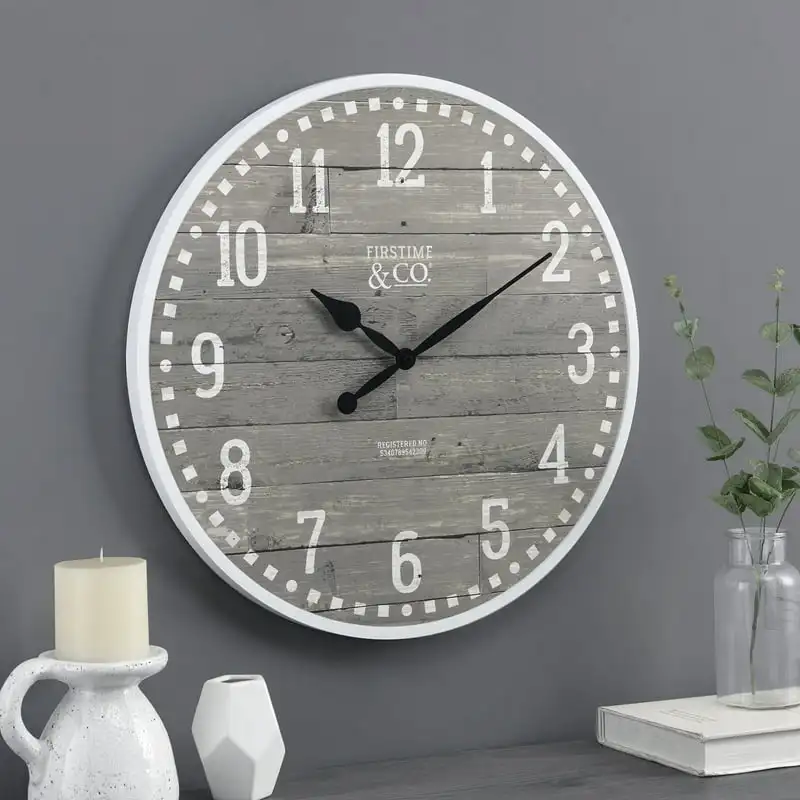 

Co. Gray Arlo Wall Clock, Farmhouse, Analog, 20 x 2 x 20 in Astronomy room decor Alarm clock Digital calendar Mecanismo reloj pa