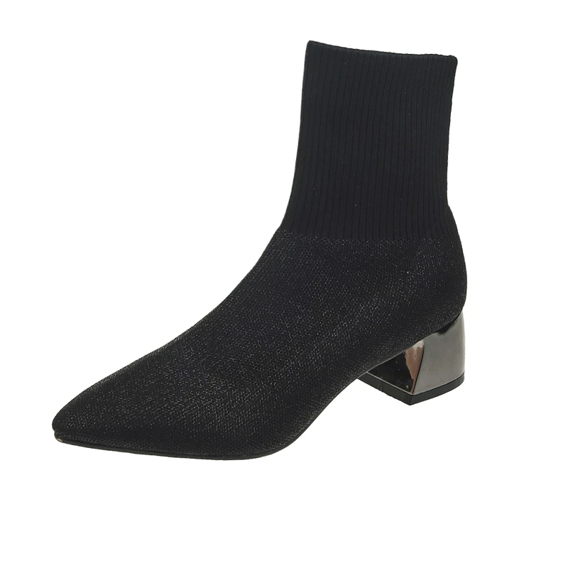 2022 Autumn New Boots Women's Knit Elastic Socks Boot Pointed Toe Chunky Heel Boots Black Fashion Ankle Chelsea Boots Woman Shoe
2022 Autumn New Boots Women's Knit Elastic Socks Boot Pointed Toe Chunky Heel Boots Black Fashion Ankle Chelsea Boots Woman Shoe