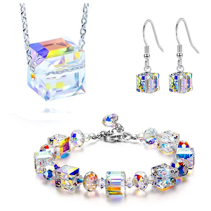 Luxury Design 8mm Sugar Cube Crystal Bracelet Necklace Earrings Jewelry Set Shine Lady Party Accessories Romantic Valentine Gift
Luxury Design 8mm Sugar Cube Crystal Bracelet Necklace Earrings Jewelry Set Shine Lady Party Accessories Romantic Valentine Gift