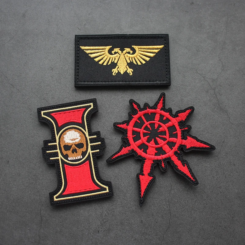 Warhammer 40K Imperial двуглавый орел вышитая нашивка Хаос звезда череп пробная