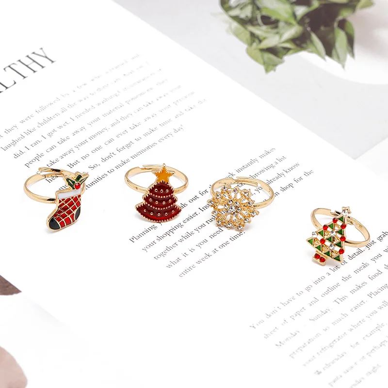 Christmas Gold Color Adjustable Opening Ring For Women Girls Enamel Cartoon Santa Elk Socks Tree Fashion Jewelry New Year Gift
Christmas Gold Color Adjustable Opening Ring For Women Girls Enamel Cartoon Santa Elk Socks Tree Fashion Jewelry New Year Gift