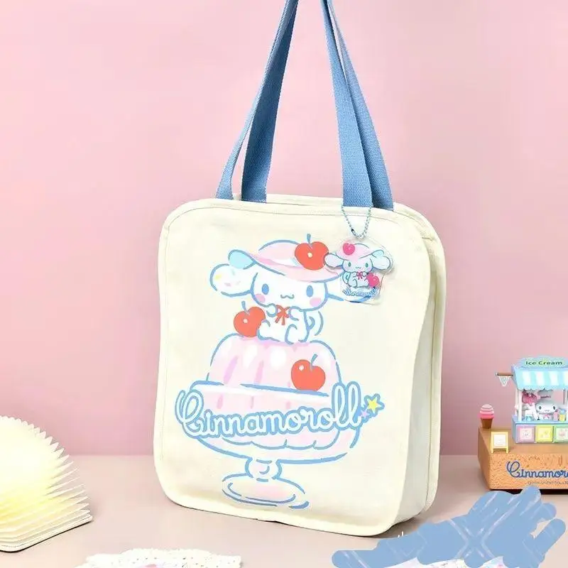 

Y2K Sanrio сумка кавайная аниме Cinnamoroll сумка через плечо мультяшная Большая вместительная сумка-тоут женская Холщовая Сумка с сердцем праздничные подарки