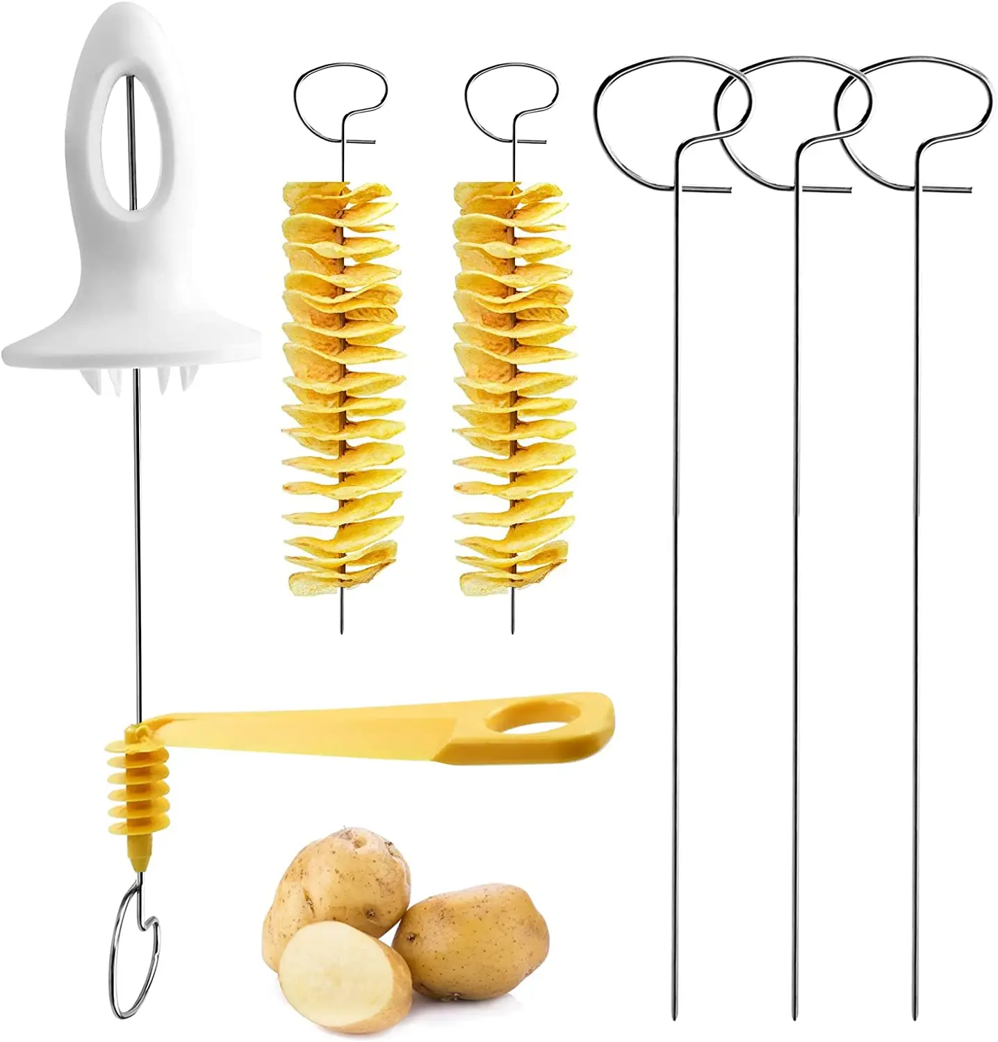 

Слайсер для овощей, спиральный нож для нарезки картофеля, кухонный ручной спиральный креативный 3 ножа для картофеля, вращающиеся витые при...