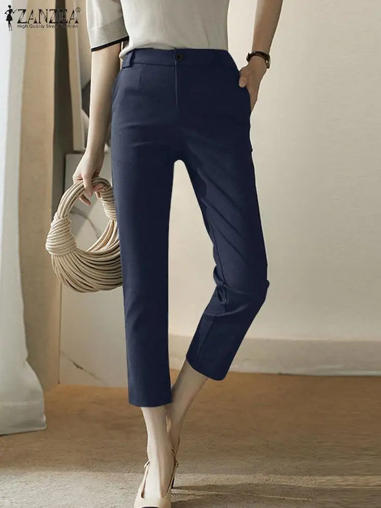 Брюки ZANZEA женские прямые с завышенной талией, Стильные повседневные брюки свободного покроя с карманами, элегантные офисные деловые, палац... 
Брюки ZANZEA женские прямые с завышенной талией, Стильные повседневные брюки свободного покроя с карманами, элегантные офисные деловые, палац...