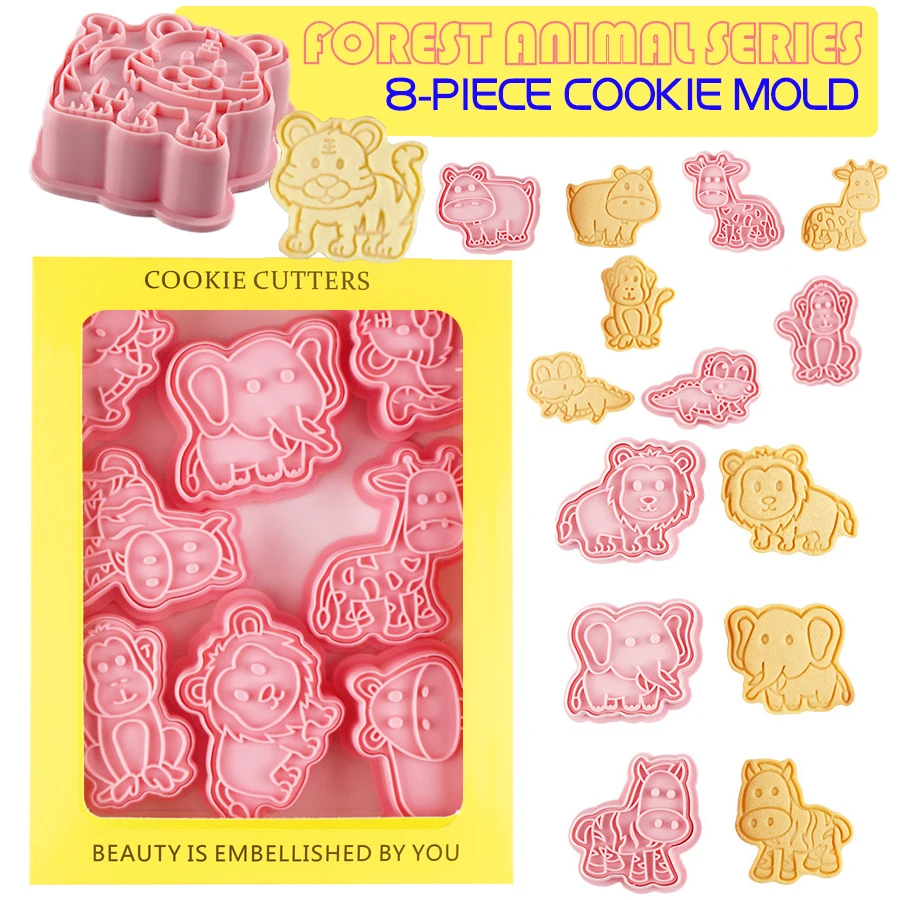 8PCS/SET Forest Cartoon Animals Series Biscuits Mold DIY Cookie Press Mould Cutter 3D Plastic Embossers Baking Decorating Tools
8PCS/SET Forest Cartoon Animals Series Biscuits Mold DIY Cookie Press Mould Cutter 3D Plastic Embossers Baking Decorating Tools