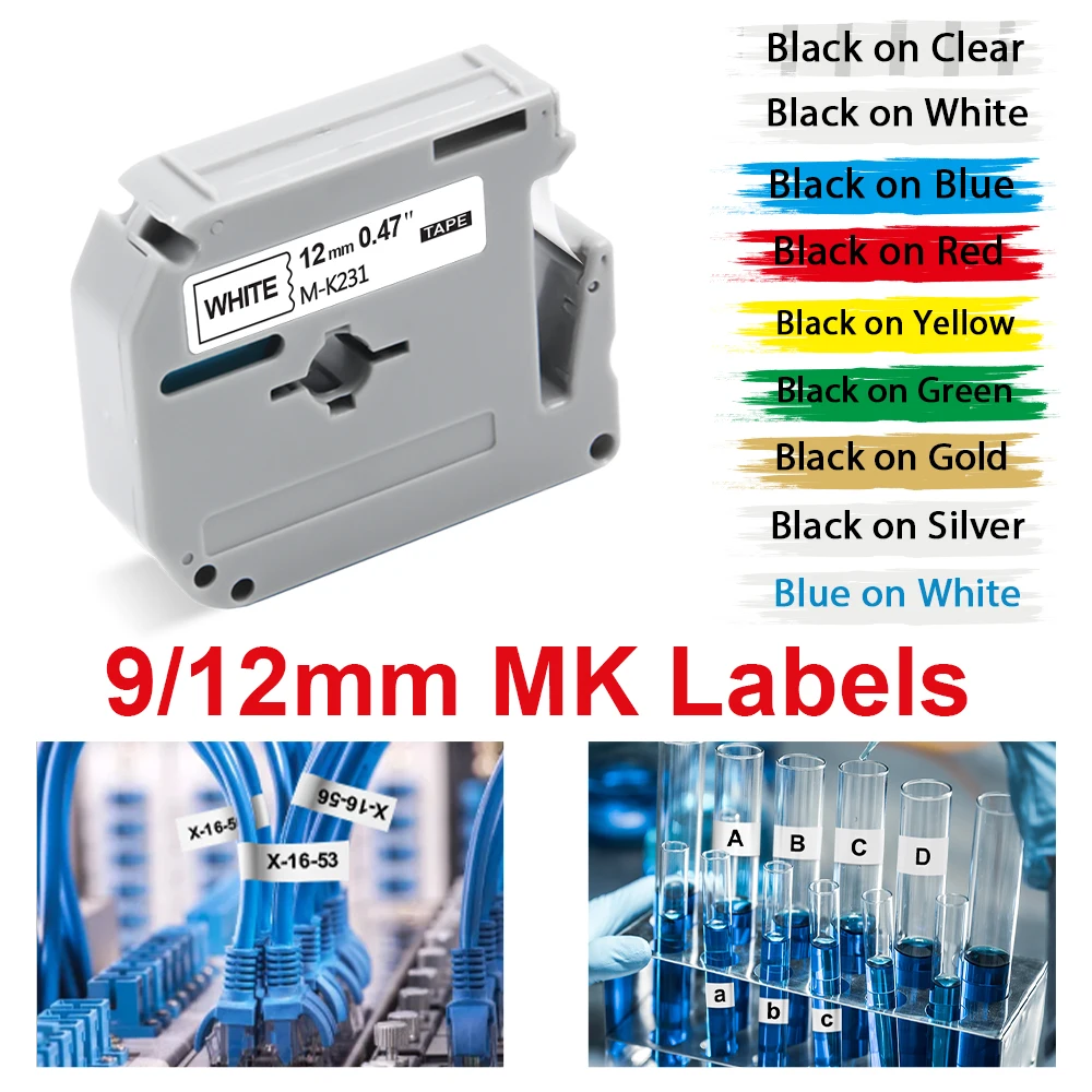 9/12mm Tape Mk-231 MK-221 Compatible for Brother M-K231 M-K221 MK231 MK221 Label Tape MK-631 621 For PT-70 PT-80 90 Label Maker
9/12mm Tape Mk-231 MK-221 Compatible for Brother M-K231 M-K221 MK231 MK221 Label Tape MK-631 621 For PT-70 PT-80 90 Label Maker