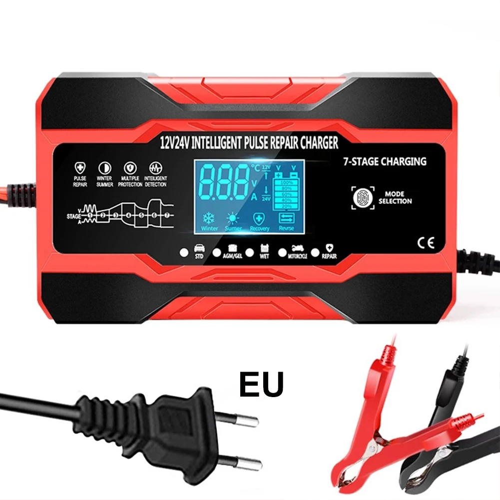Car Battery Charger 12V 10A 24V 5A Fully Automatic Smart Fast Charging for AGM GEL WET Lead Acid Battery Charger LCD Display
Car Battery Charger 12V 10A 24V 5A Fully Automatic Smart Fast Charging for AGM GEL WET Lead Acid Battery Charger LCD Display