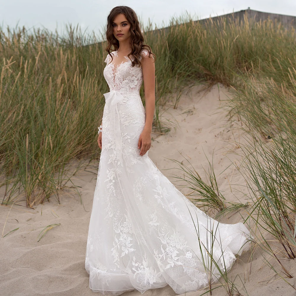 Lace Wedding Dresses Luxury Mermaid Bow White Wedding Gowns 2022 Sexy Backless Sleeveless Illusion Bride Dress Floor Length
Lace Wedding Dresses Luxury Mermaid Bow White Wedding Gowns 2022 Sexy Backless Sleeveless Illusion Bride Dress Floor Length