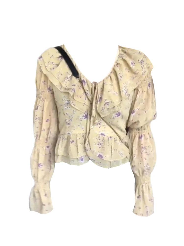 Chiffon Blouses Lantern Sleeve Women Print Crop Top V-Neck Summer Elegant Korean Office Lady Sweet Bow Lace Up Casual Shirts
Chiffon Blouses Lantern Sleeve Women Print Crop Top V-Neck Summer Elegant Korean Office Lady Sweet Bow Lace Up Casual Shirts