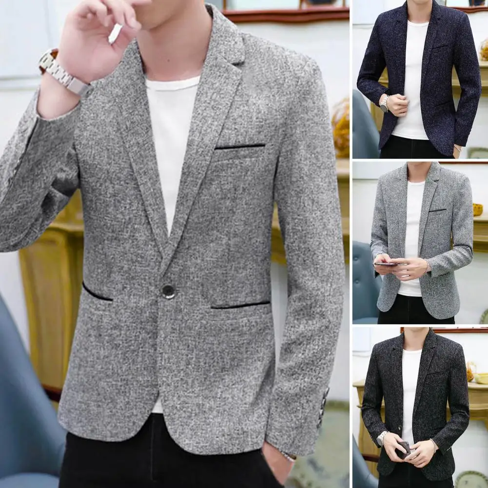 Осенний мужской блейзер, однотонный мужской костюм с отложным воротником, облегающее пальто с лацканами, костюмное пальто на одной пуговиц...
Осенний мужской блейзер, однотонный мужской костюм с отложным воротником, облегающее пальто с лацканами, костюмное пальто на одной пуговиц...