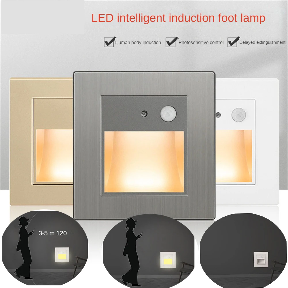 

Home Decor Intelligent Induction Led Lamp Recessed Wall Lamp Kitchen Foyer Stair Night Ligh Pir Motion Detector Sensor Step Lamp