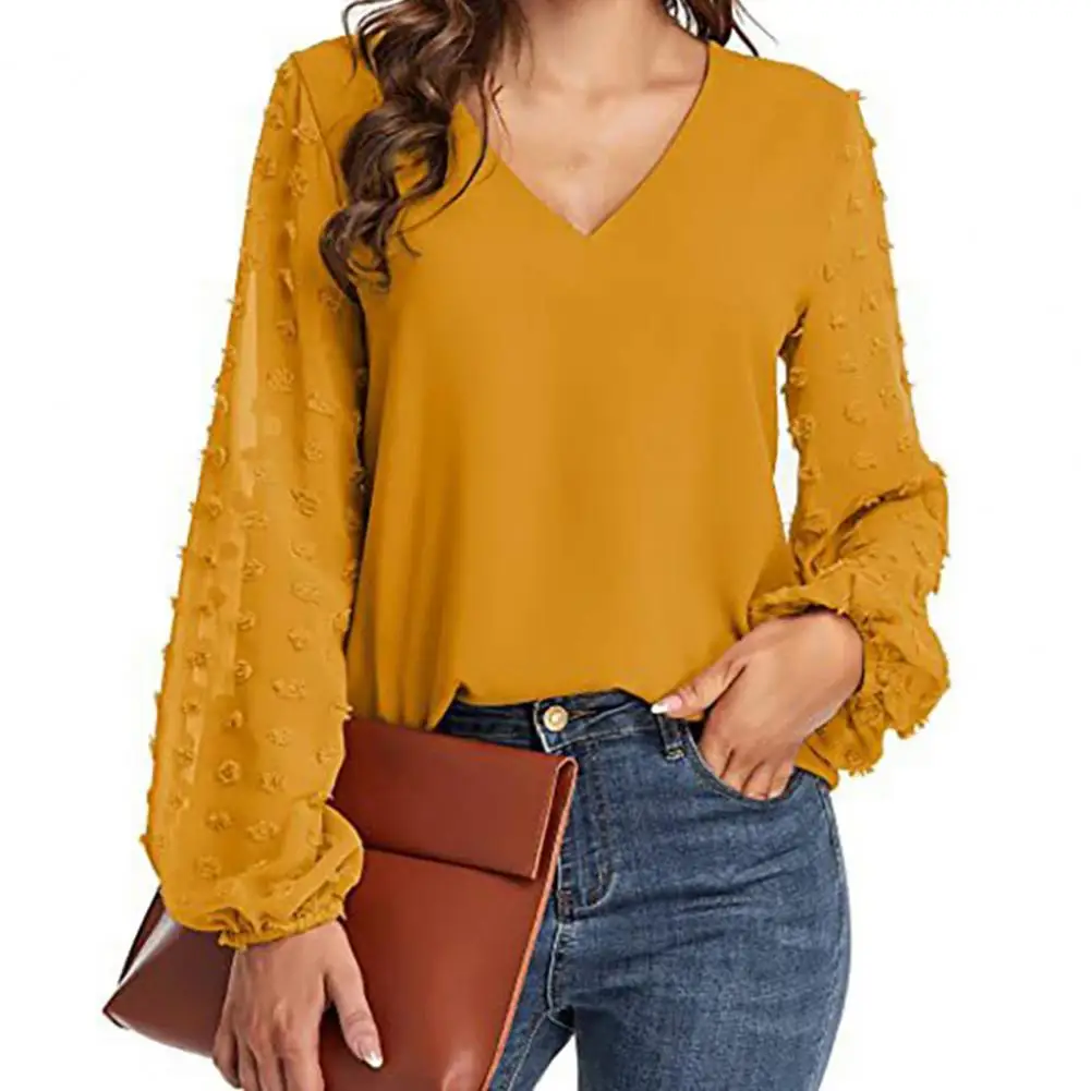 blusas Tunic Shirts V-Neck Loose Fit Solid Color Casual Blouse Jacquard Long Sleeve Splicing Chiffon Top Female blusa feminina
blusas Tunic Shirts V-Neck Loose Fit Solid Color Casual Blouse Jacquard Long Sleeve Splicing Chiffon Top Female blusa feminina