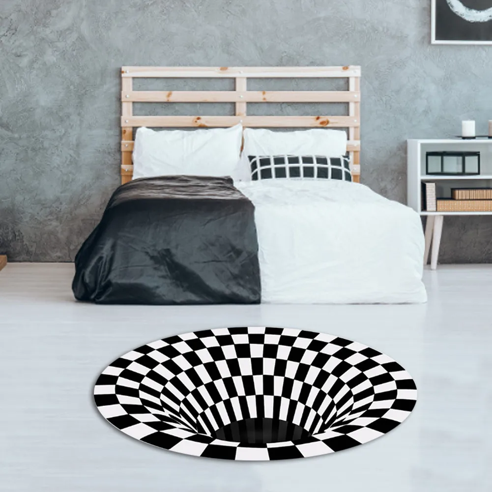 Round Black White Grid Carpet 3D Illusion Vortex Room Bedroom Anti-Slip Floor Mats Home Carpet Rugs
Round Black White Grid Carpet 3D Illusion Vortex Room Bedroom Anti-Slip Floor Mats Home Carpet Rugs